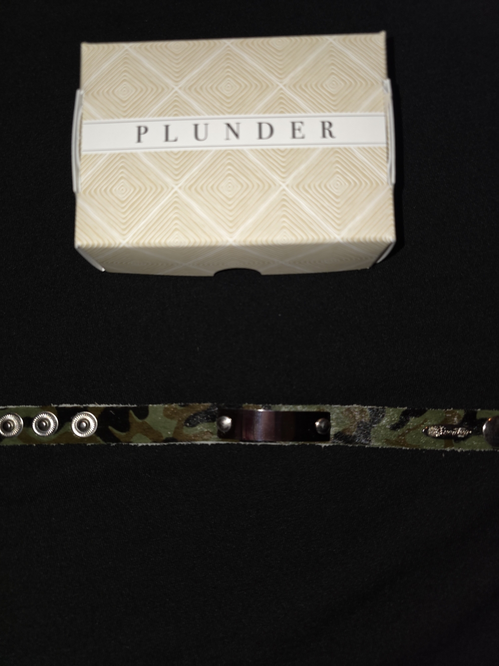 Plunder Green Camo Leather Bracelet with Metal Plate
